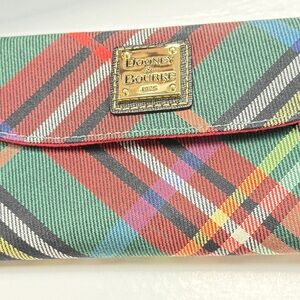 Dooney & Bourke Multicolor Plaid Envelope Clutch with Gold Logo
